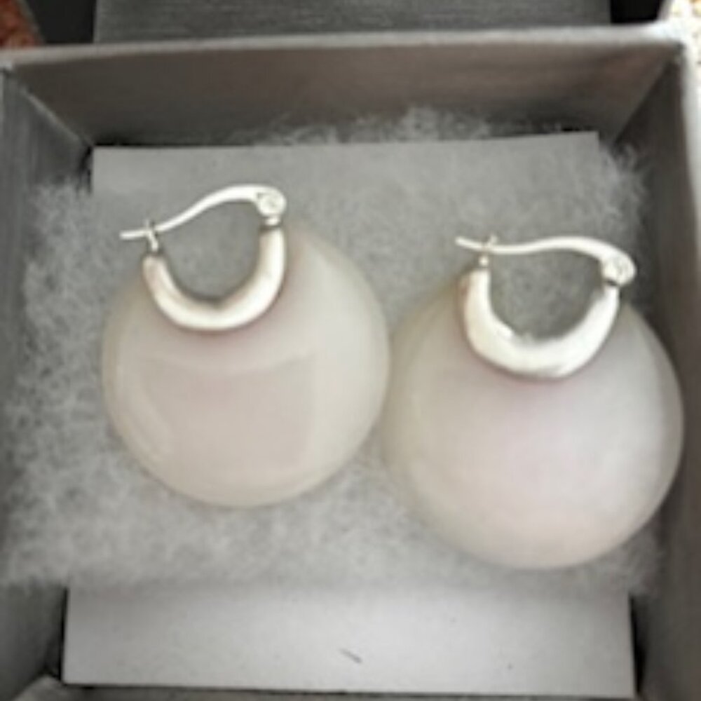 Pierced White Agate Earrings with silver, symbolizes balance and harmony